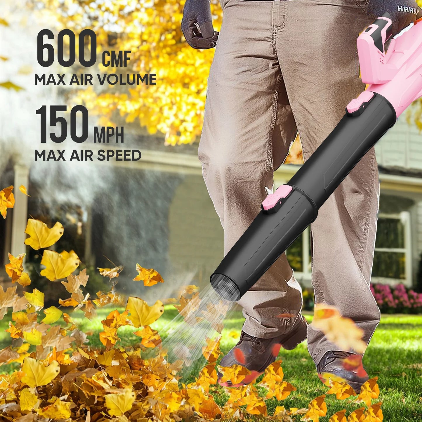 Deli 21V Cordless Leaf Blower With 2x2.0Ah Batteries And Charger