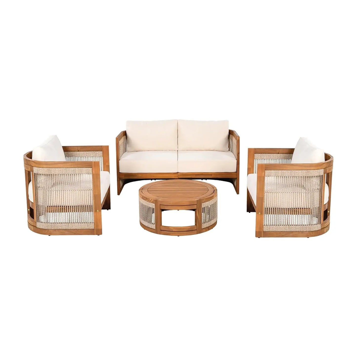 Acacia Wood 4-Piece Patio Conversation Set All Weather
