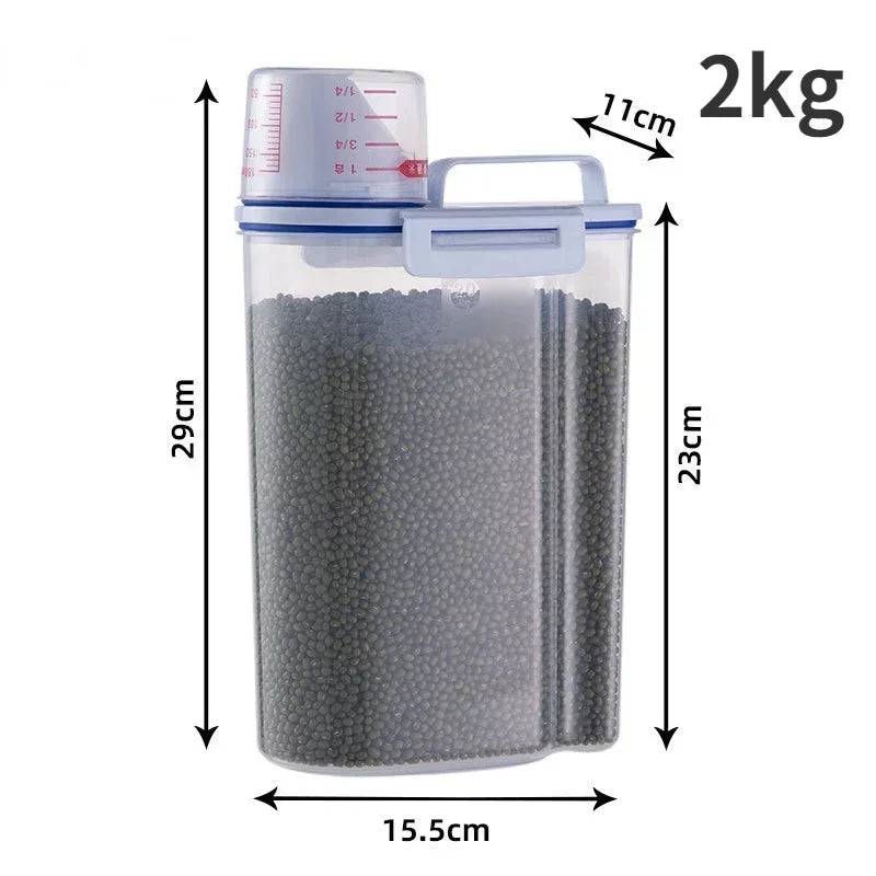 Pet Food Storage Pail With Measuring Cup Moisture Proof Jar