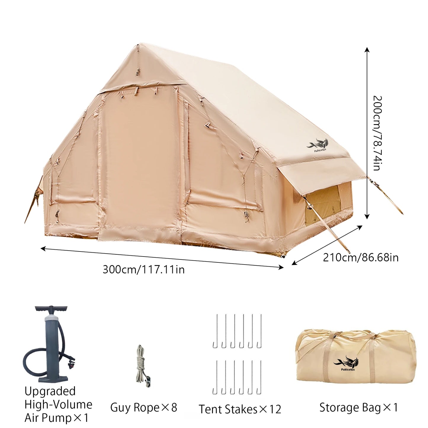 Pakicetus Inflatable Tent With Skylight For Family Outdoor