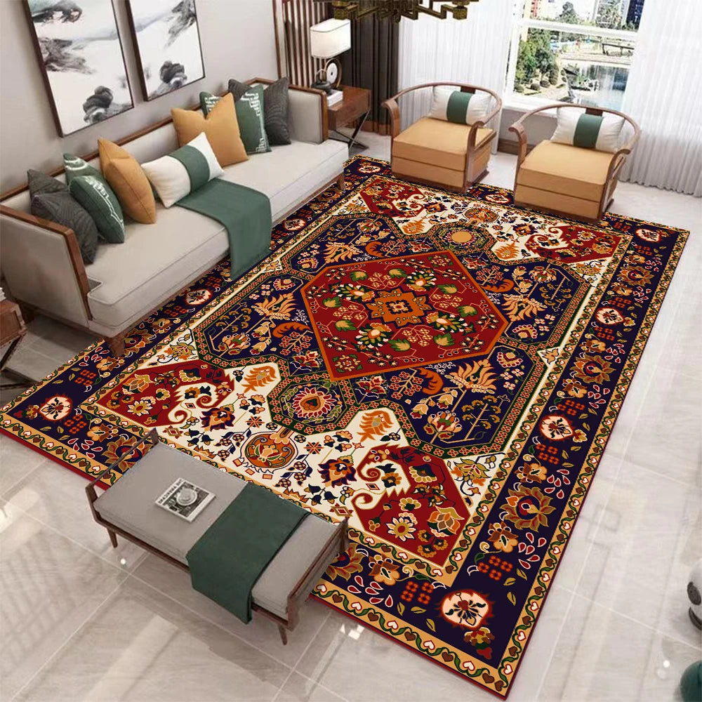 European Retro Geometric Carpet For Living Room Non Slip Washable Rug