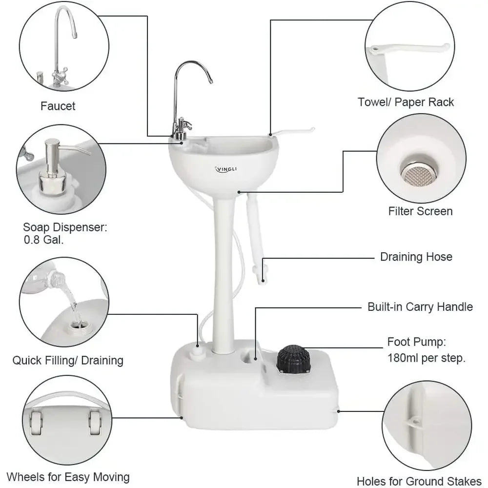 Compact Portable Sink And Toilet Combo For Camping