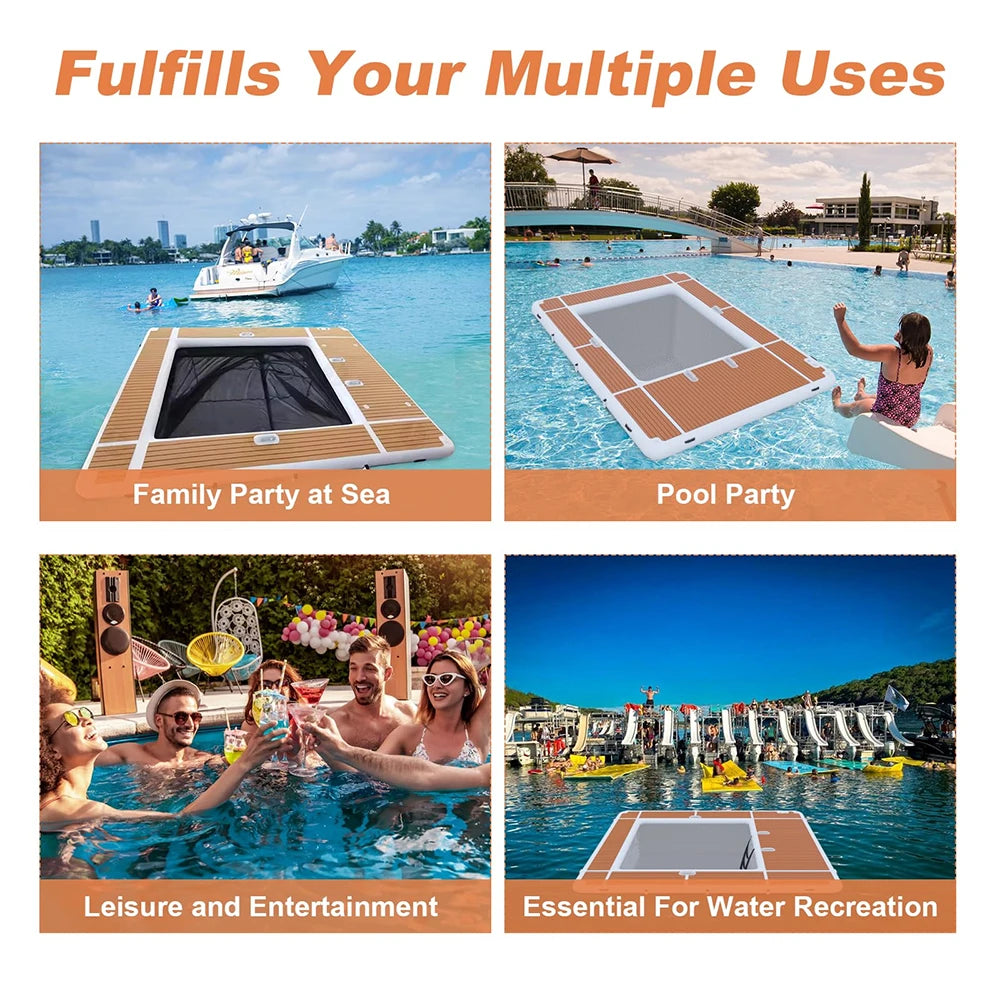 Ejia Inflatable Pool Floating Dock With Non Slip EVA Surface