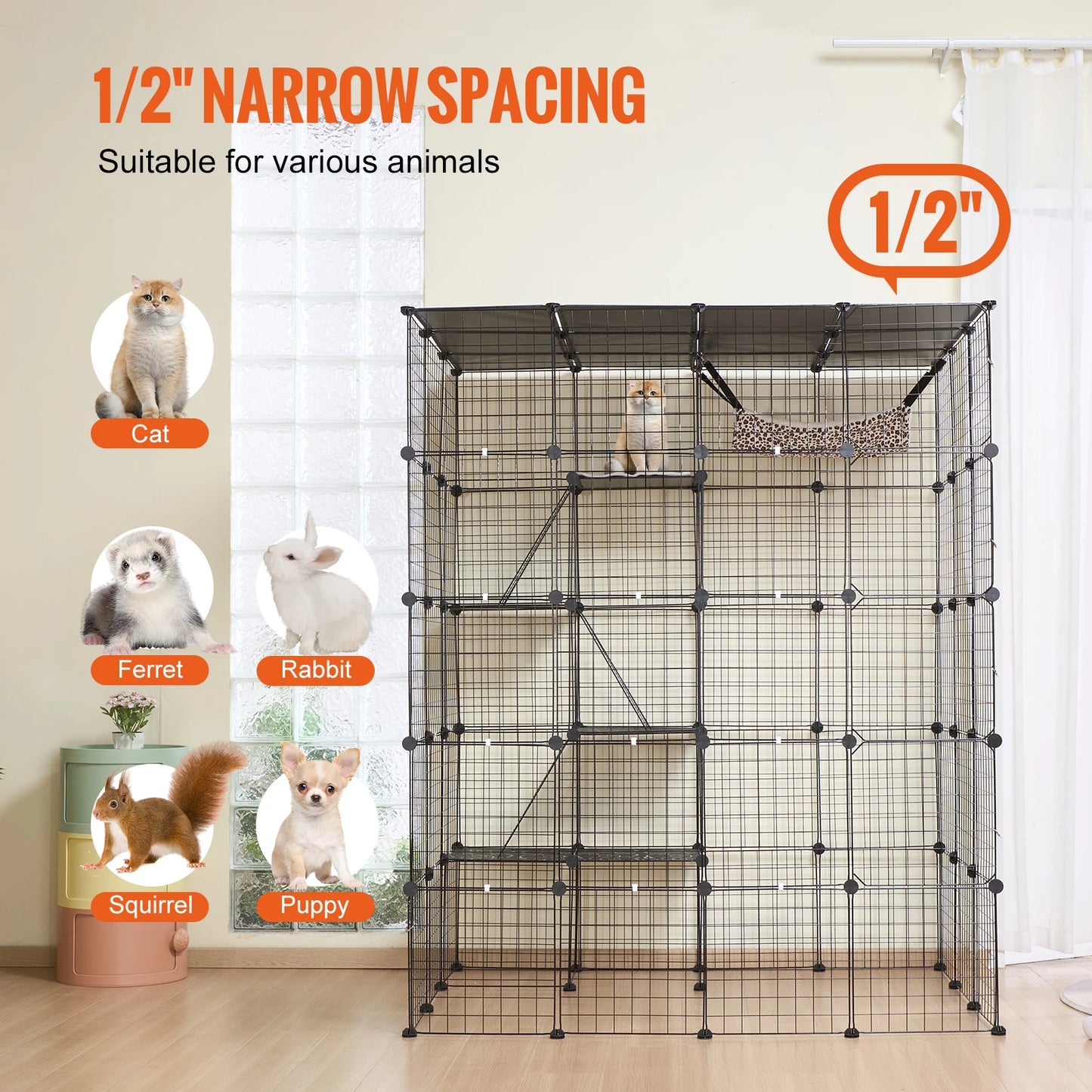 SucceBuy Cat Cage Detachable Metal Wire Enclosure With Front Doors