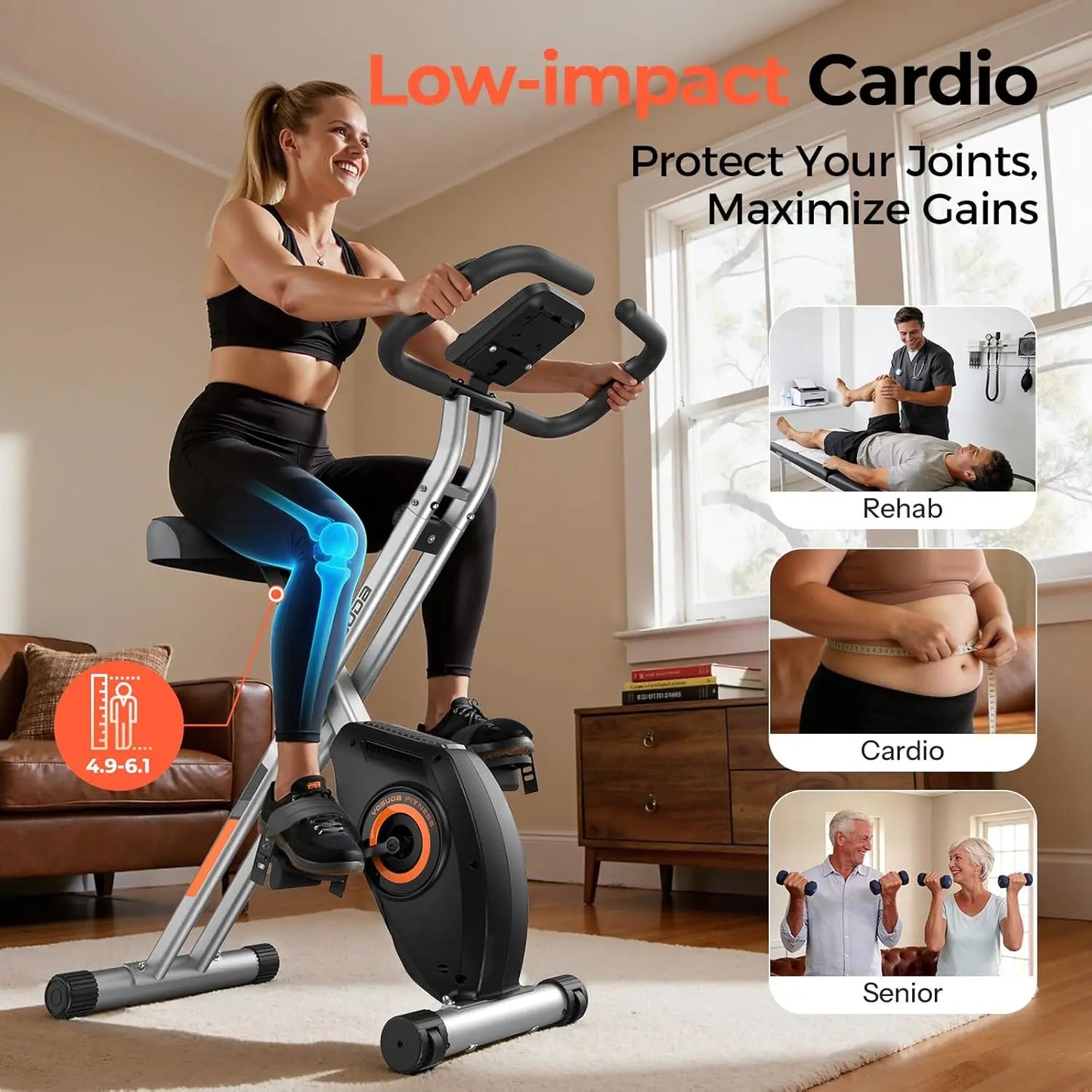 YOSUDA Folding Exercise Bike Foldable Stationary Home Gym Workout