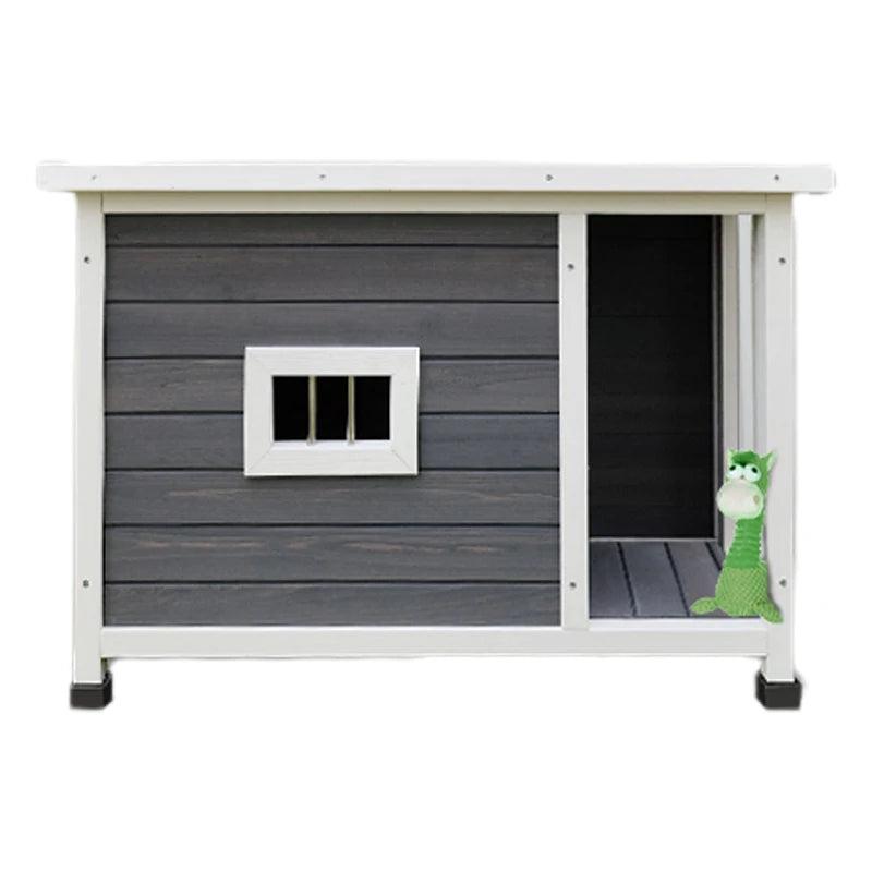 Outdoor Wooden Puppy Kennel With Waterproof Asphalt Roof And Porch