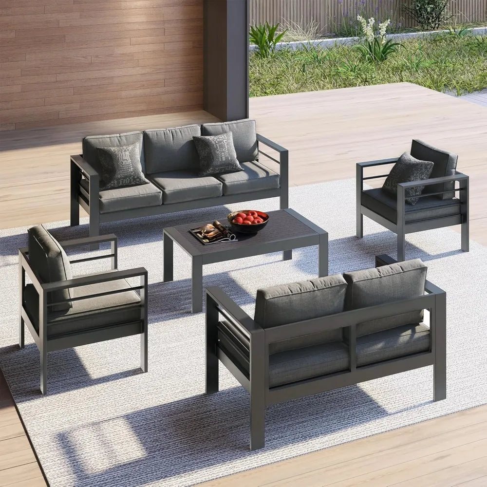 Outdoor Aluminum Patio Sofa 3-Seater All-Weather Couch
