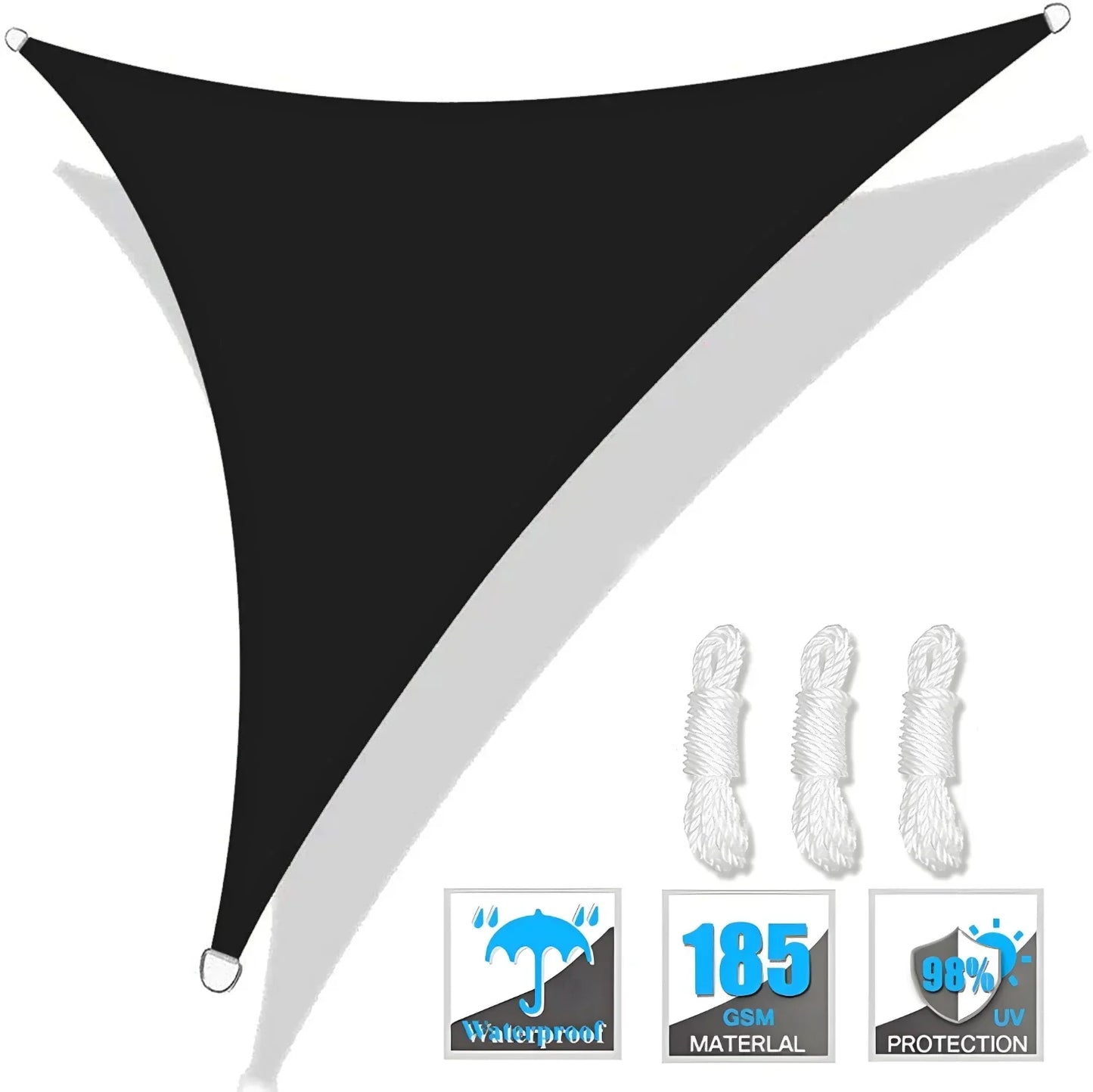 Triangle Sun Shade Sail Canopy UV Block For Outdoor Patio Garden With Free Rope