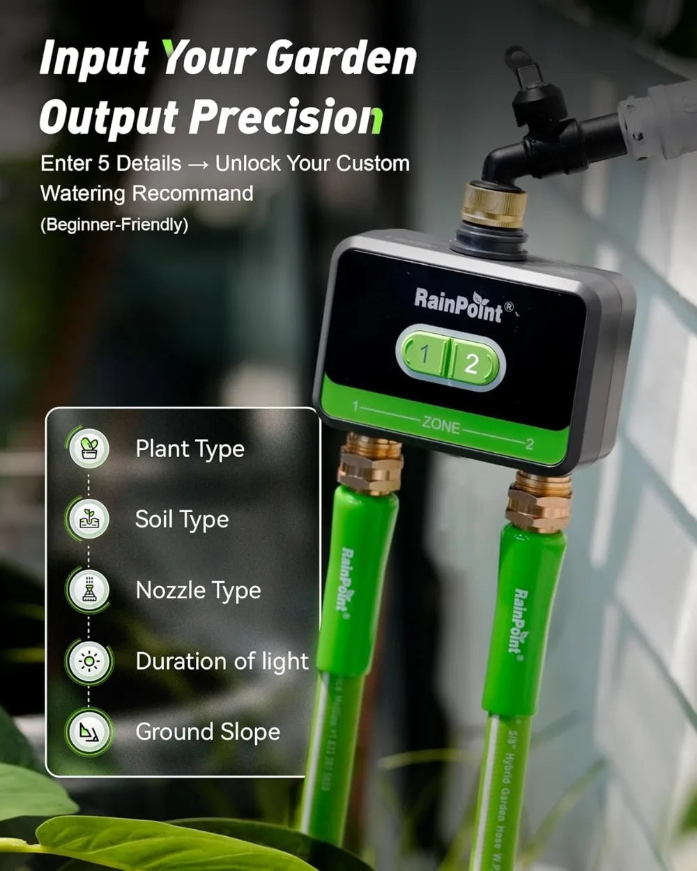 Two Zone WiFi Hose Timer With Brass Inlet Outlet Controller