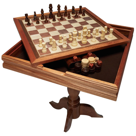 SucceBuy 3-in-1 Chess Checkers Backgammon Table Set