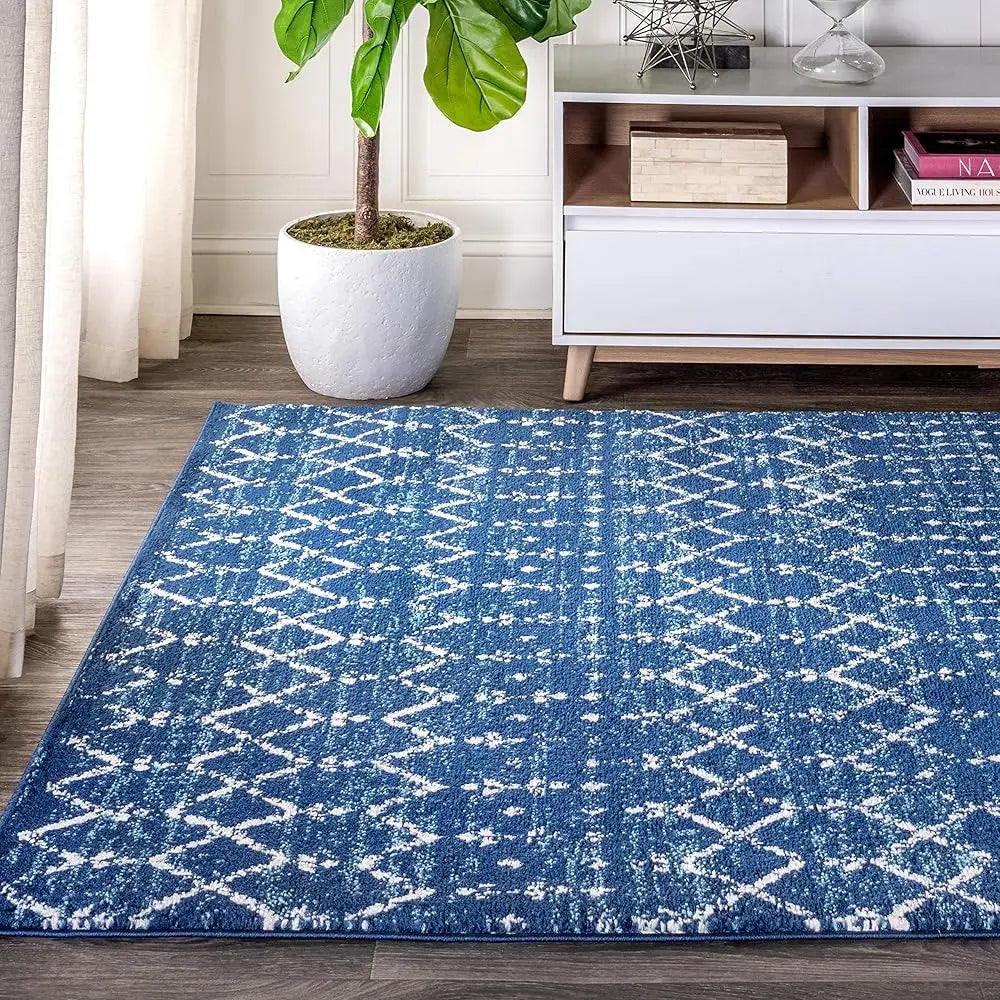 DIXSG Moroccan Hype Boho Diamond Indoor Area Rug Easy Cleaning