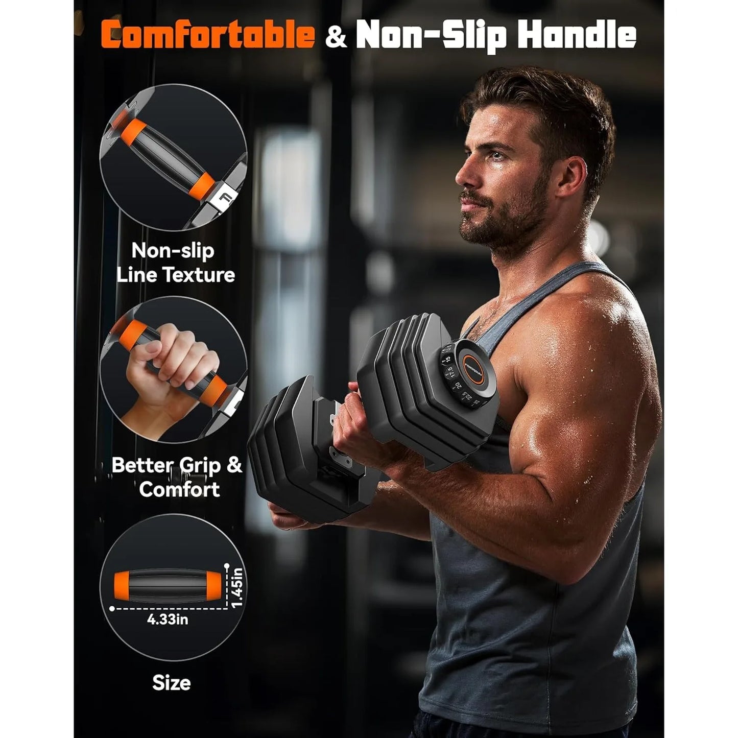 FED Fitness Adjustable Dumbbell Set 105lb With Storage Box