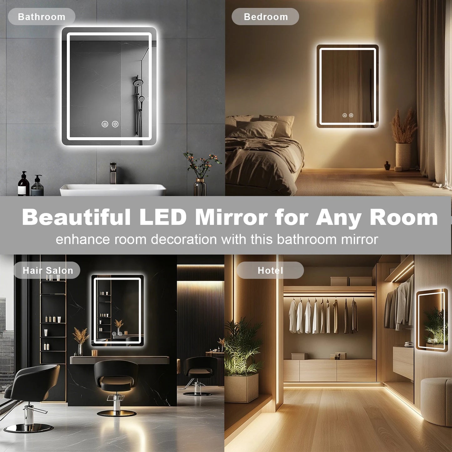 MYGIIVOVO Backlit LED Bathroom Mirror With Fogless Demister