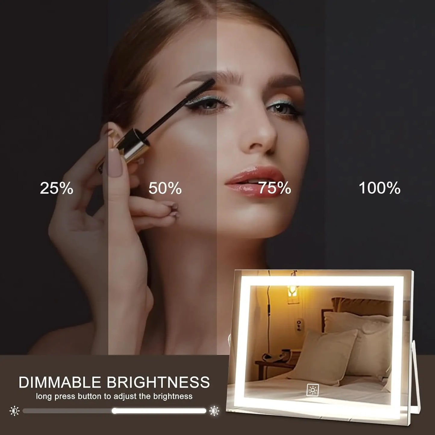 LED Vanity Mirror With Lights 3 Color Dimmable Touch Control