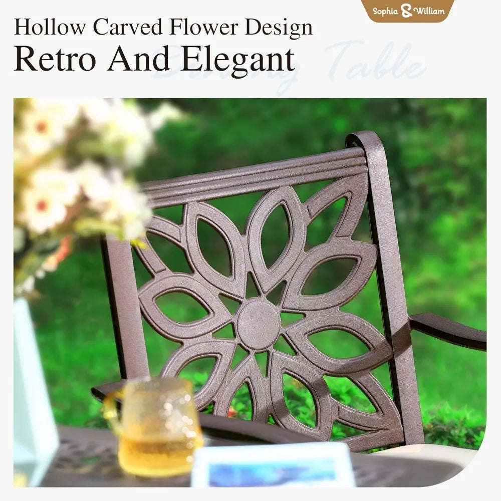 MKDK Cast Aluminum Patio Bar Chairs Set With Swivel