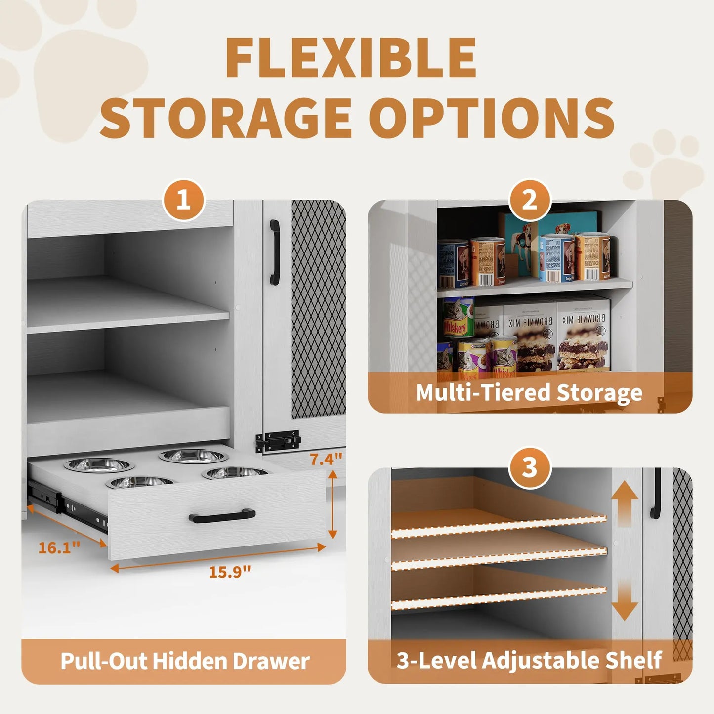 HiMISS Heavy Duty Dog Crate TV Stand With Feeding Station
