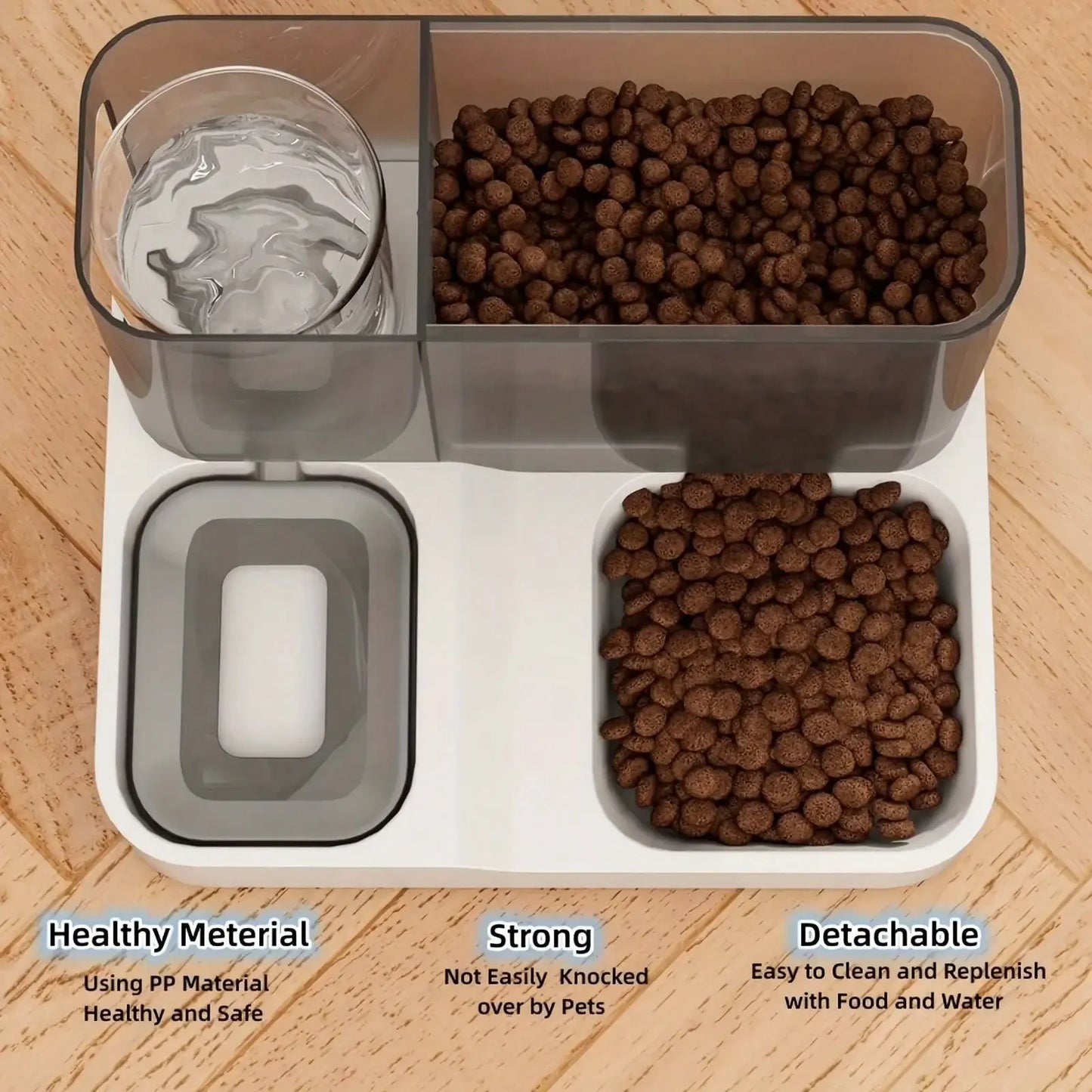 Automatic Cat Food And Water Dispenser Set With Transparent Reservoir