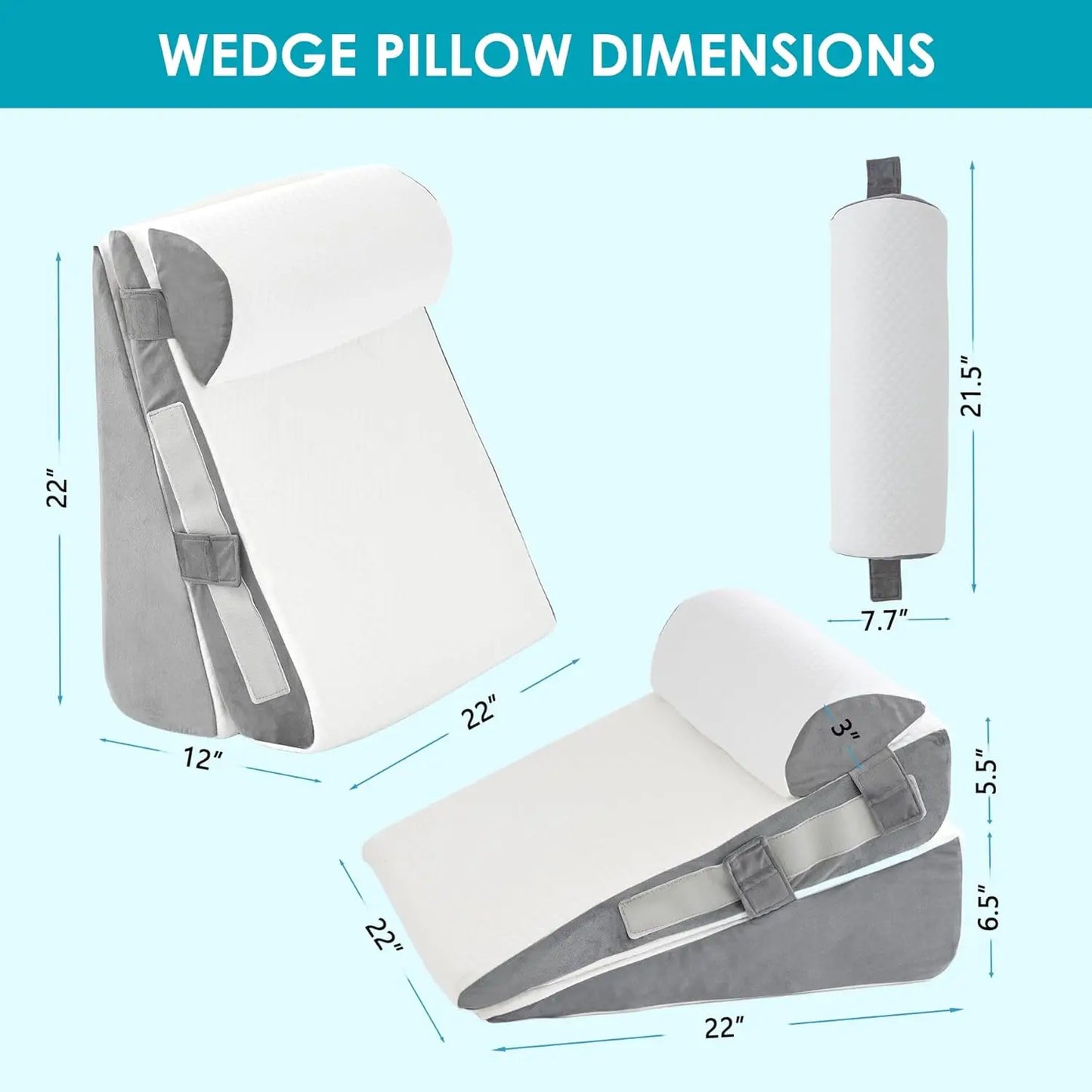 Adjustable Memory Foam Wedge Pillow Set for Surgery Reflux Relief