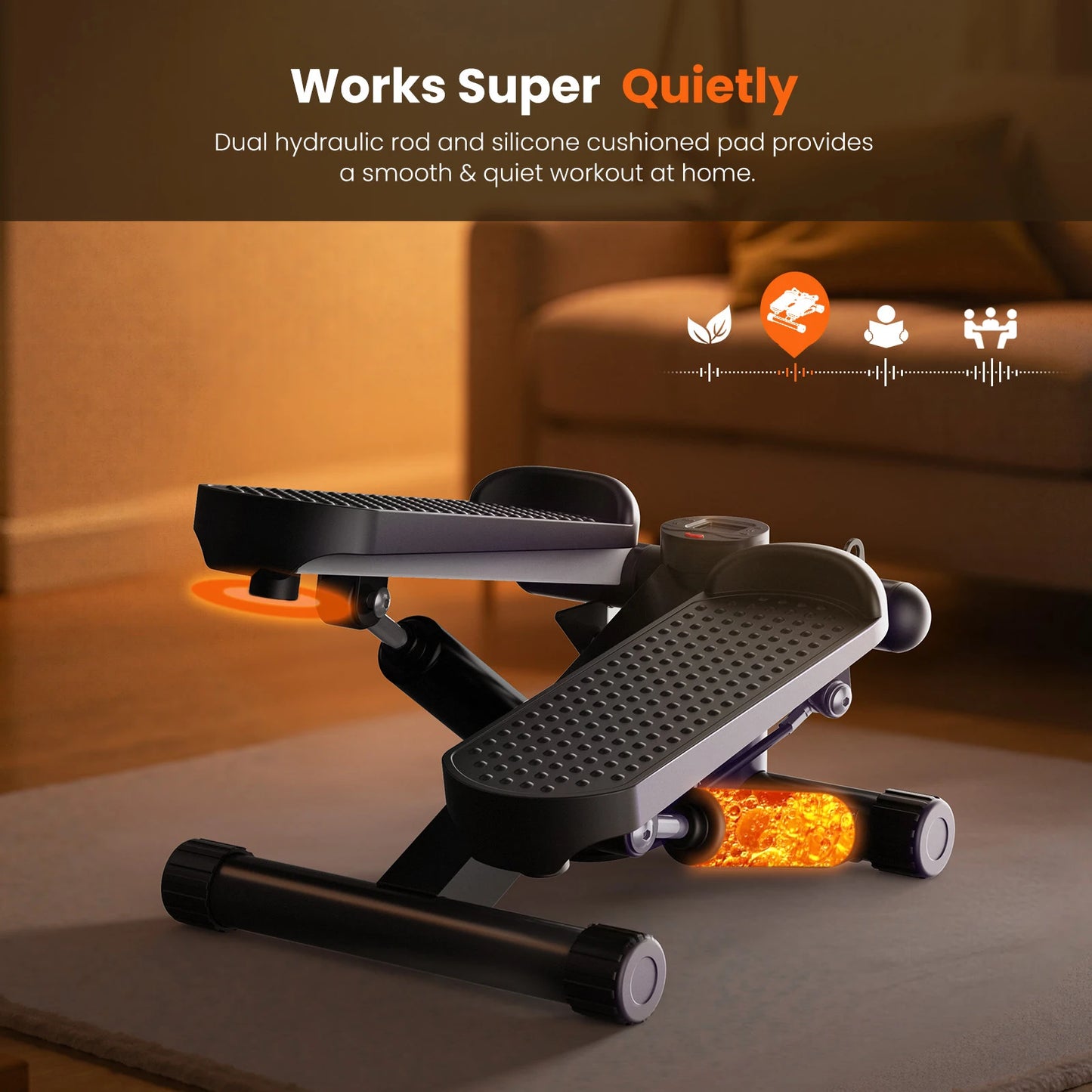 Mini Stepper With Resistance Bands And LCD Monitor