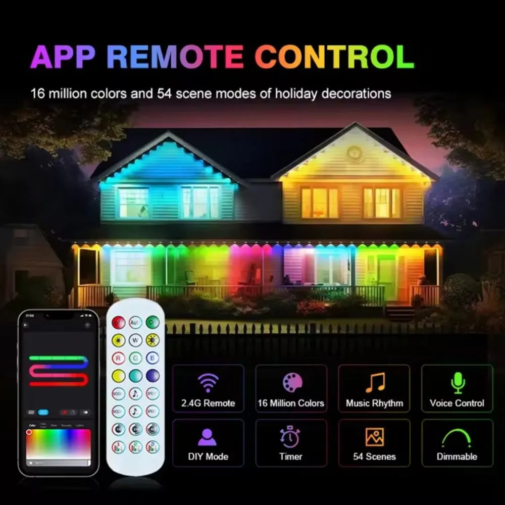 MIMIRGB Smart Outdoor LED String Lights IP67 Waterproof App Control