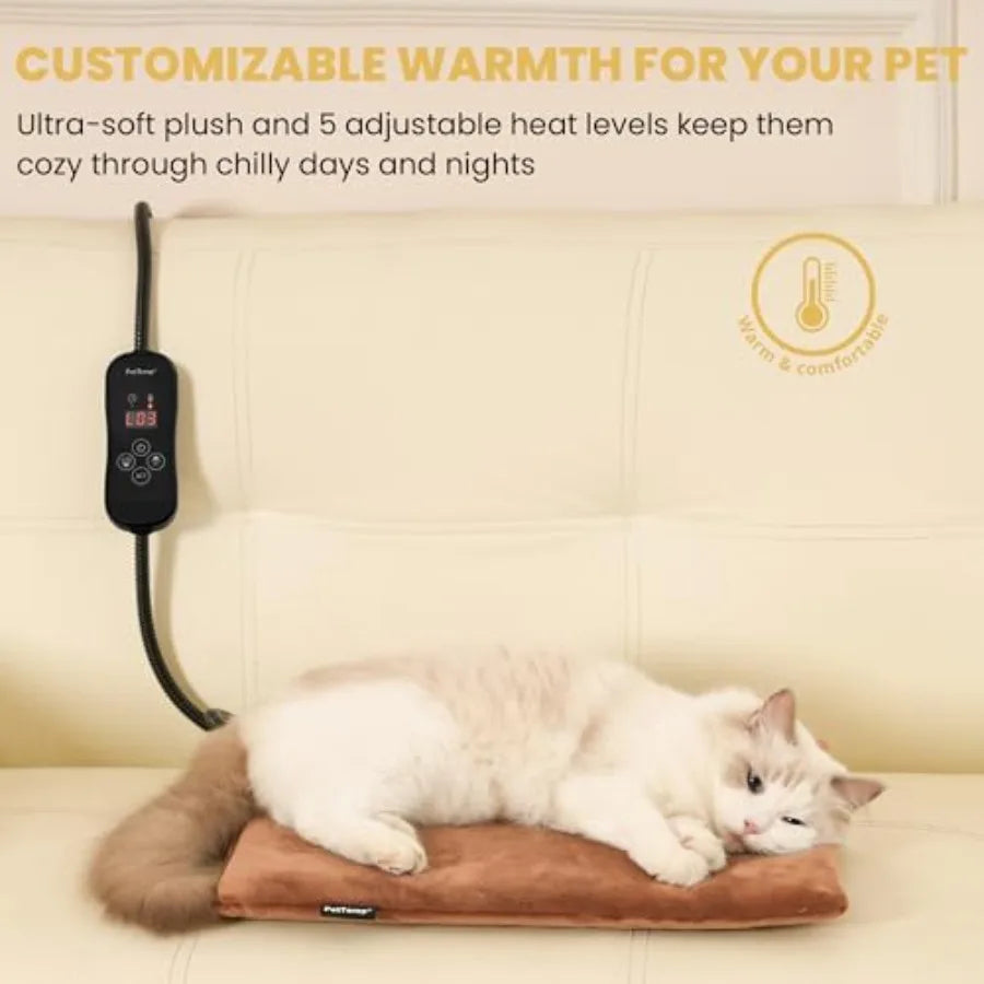Heated Cat Bed And Pet Heating Pad With Adjustable Heat