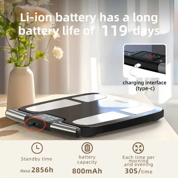 Smart Body Composition Scale Eight Electrodes BMI Fat Muscle Mass