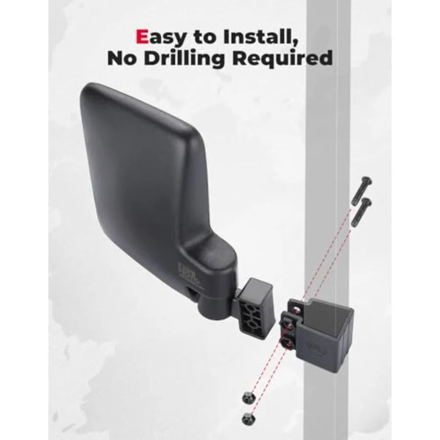 No Drilling Golf Cart Rear View Mirror Universal For Square Rails Folding