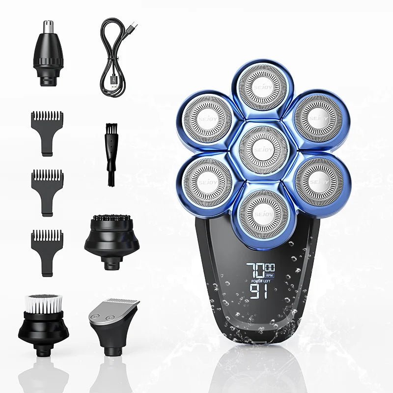 Sejoy 6-in-1 Electric Head Shaver With Nose Hair Trimmer