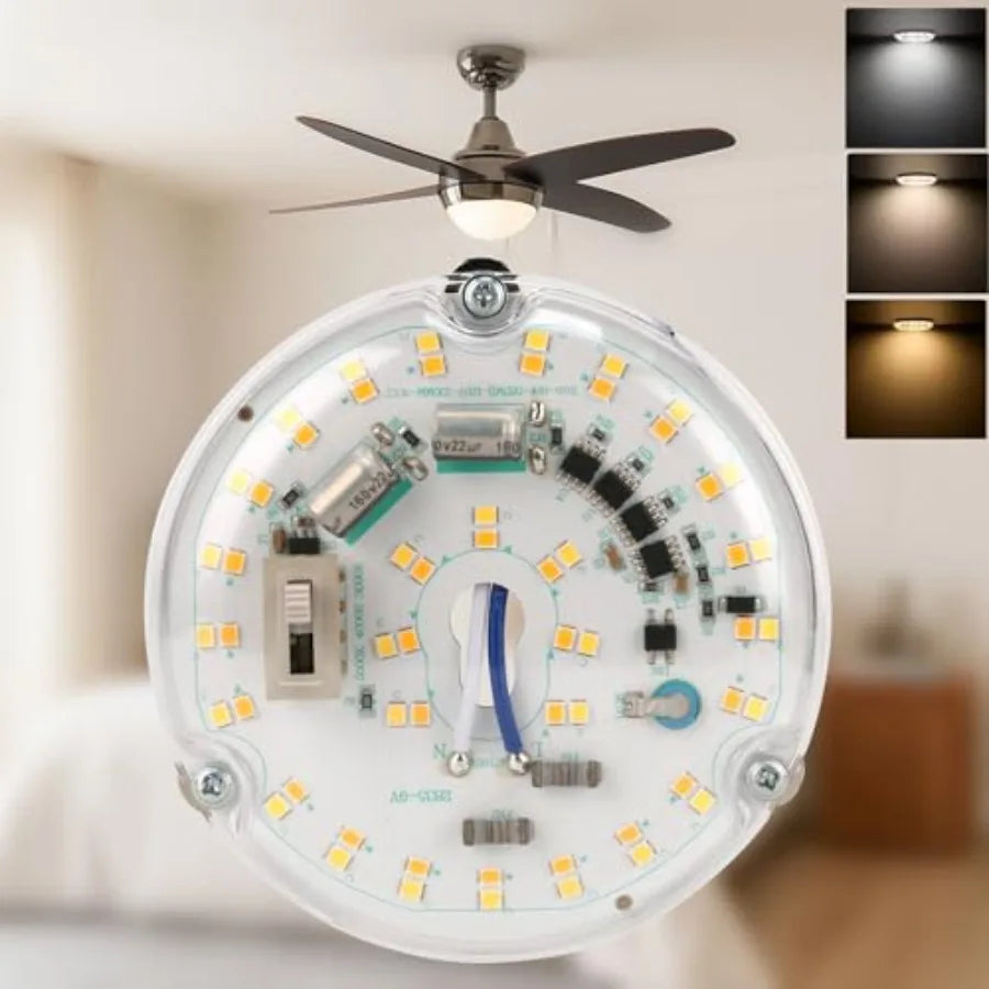 4" 18W Color Changeable Ceiling Fan LED Light Replacement, 3000K/4000K/5000K Selectable Ceiling Fan LED Light Kit, 2200LM Dimma