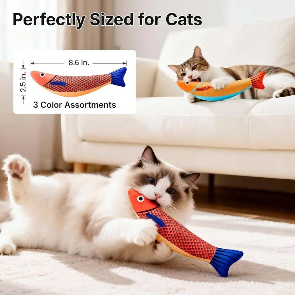 Cat Toys Saurysh, 3 Pack, Catnip Crinkle Sound, Soft and Durable, Interactive Kitten Kicker or Indoor Kitty Exercise 9.4 Inches