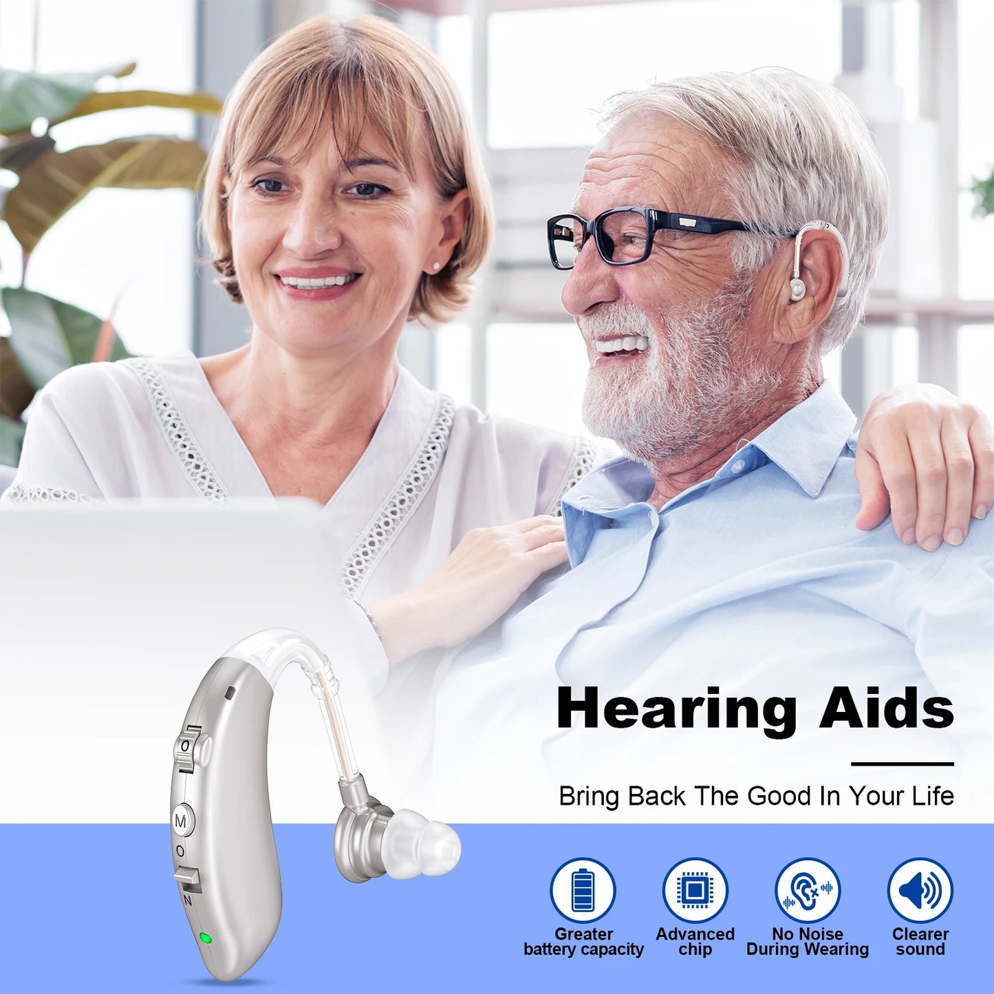 K&FCOPTEE Pair Volume-Adjustable Rechargeable Hearing Aids