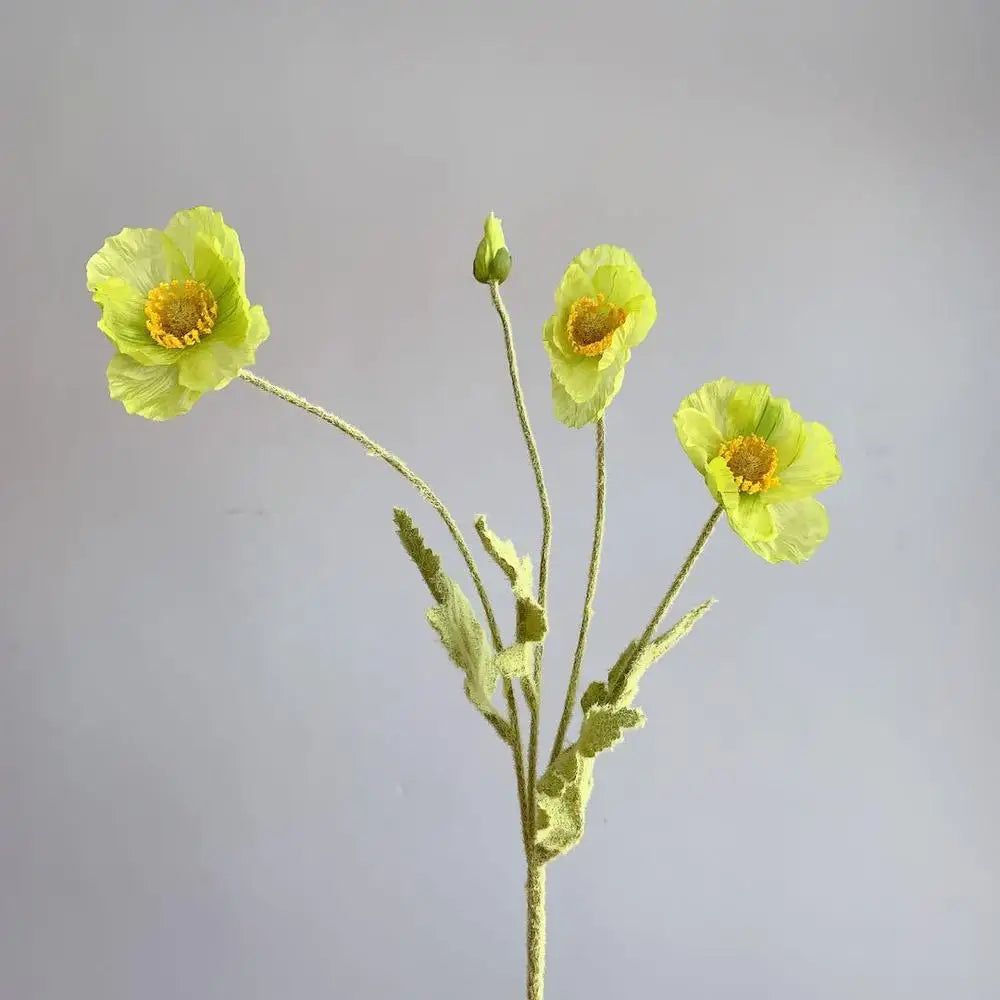 Artificial Poppy Flowers Bouquet Four-Head for Home Decor