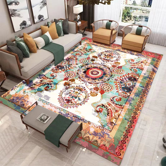 European Retro Geometric Carpet For Living Room Non Slip Washable Rug