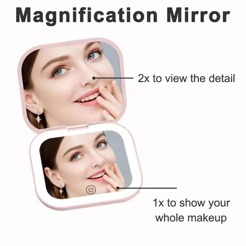 Cosmomiro Compact LED Makeup Mirror 1X2X Magnification