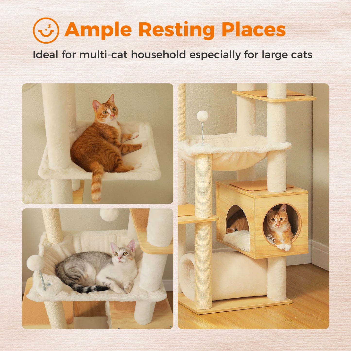 PAWZ Road Height Adjustable Cat Tree With Hammock Indoor