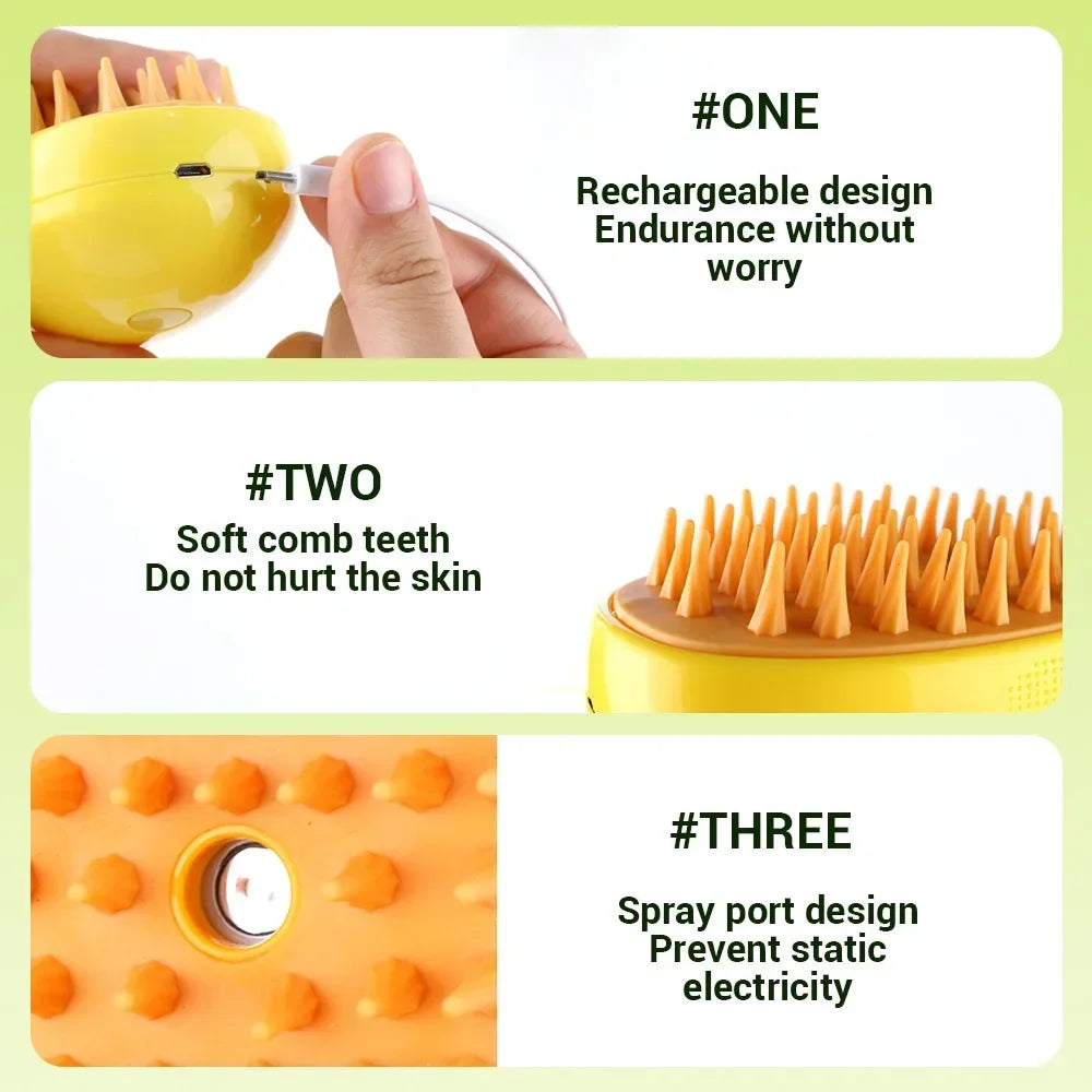 Cat And Dog Steam Brush Grooming Tool With Massage Comb