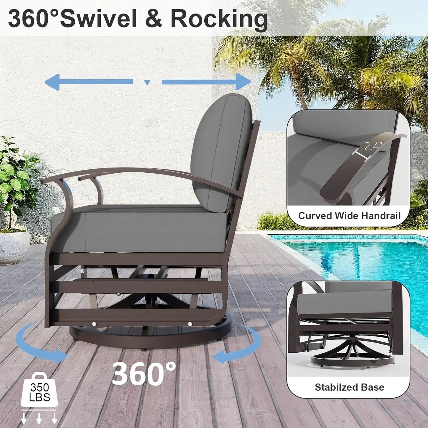 XIAOLANG Aluminum Patio Set With Fire Pit Table