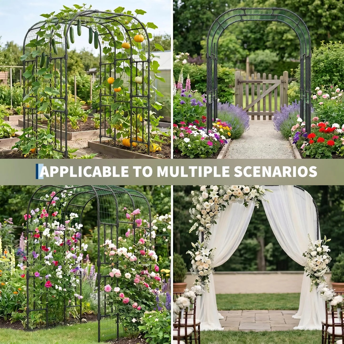 DishyKooker Garden Arch Trellis PE-Coated Steel Plant Arbor