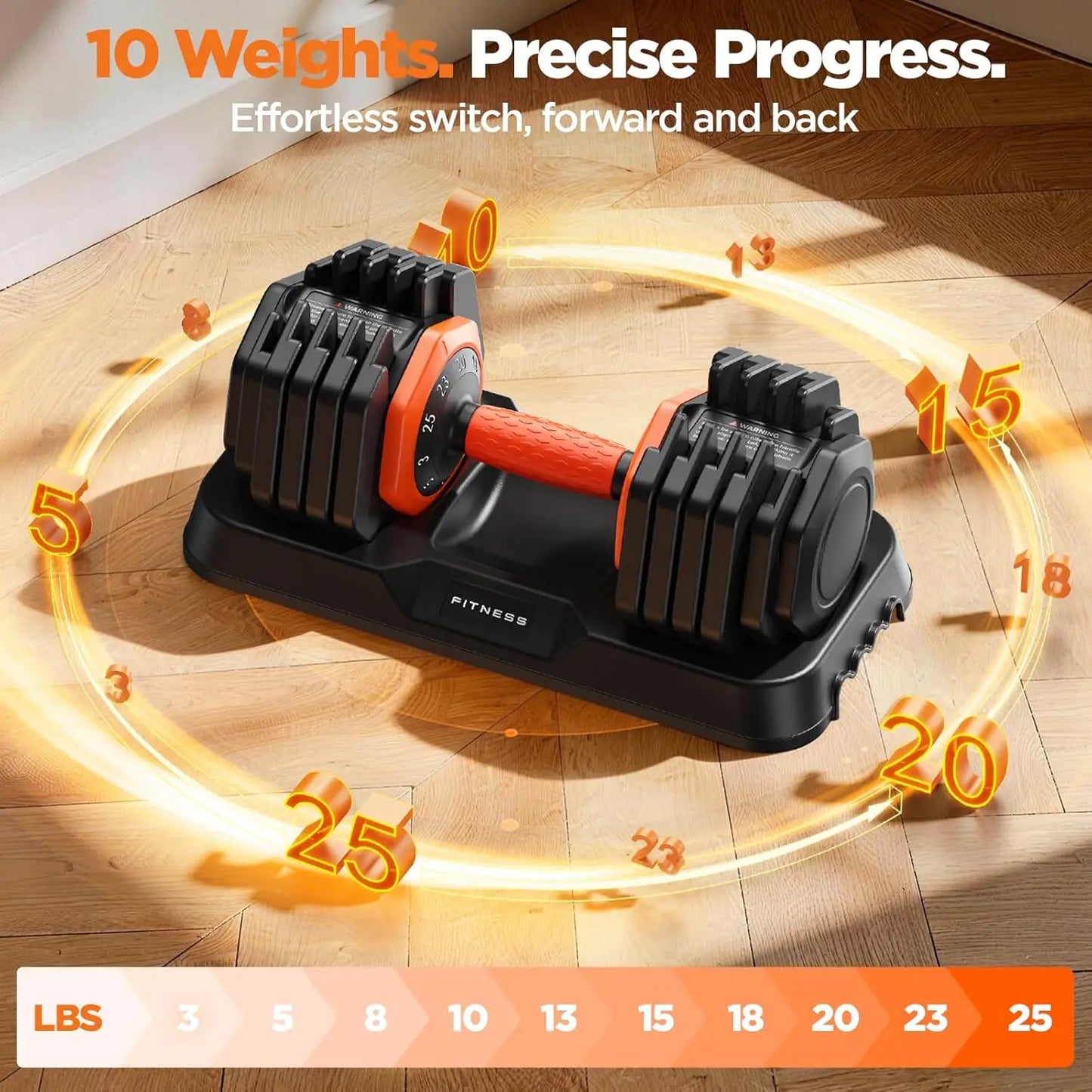 FED Fitness Adjustable Dumbbell Set With Storage Box And Non Slip Grip