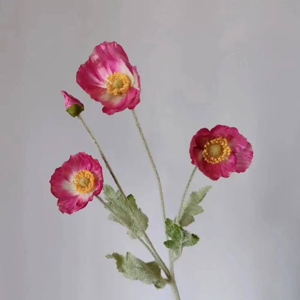 Artificial Poppy Flowers Bouquet Four-Head for Home Decor