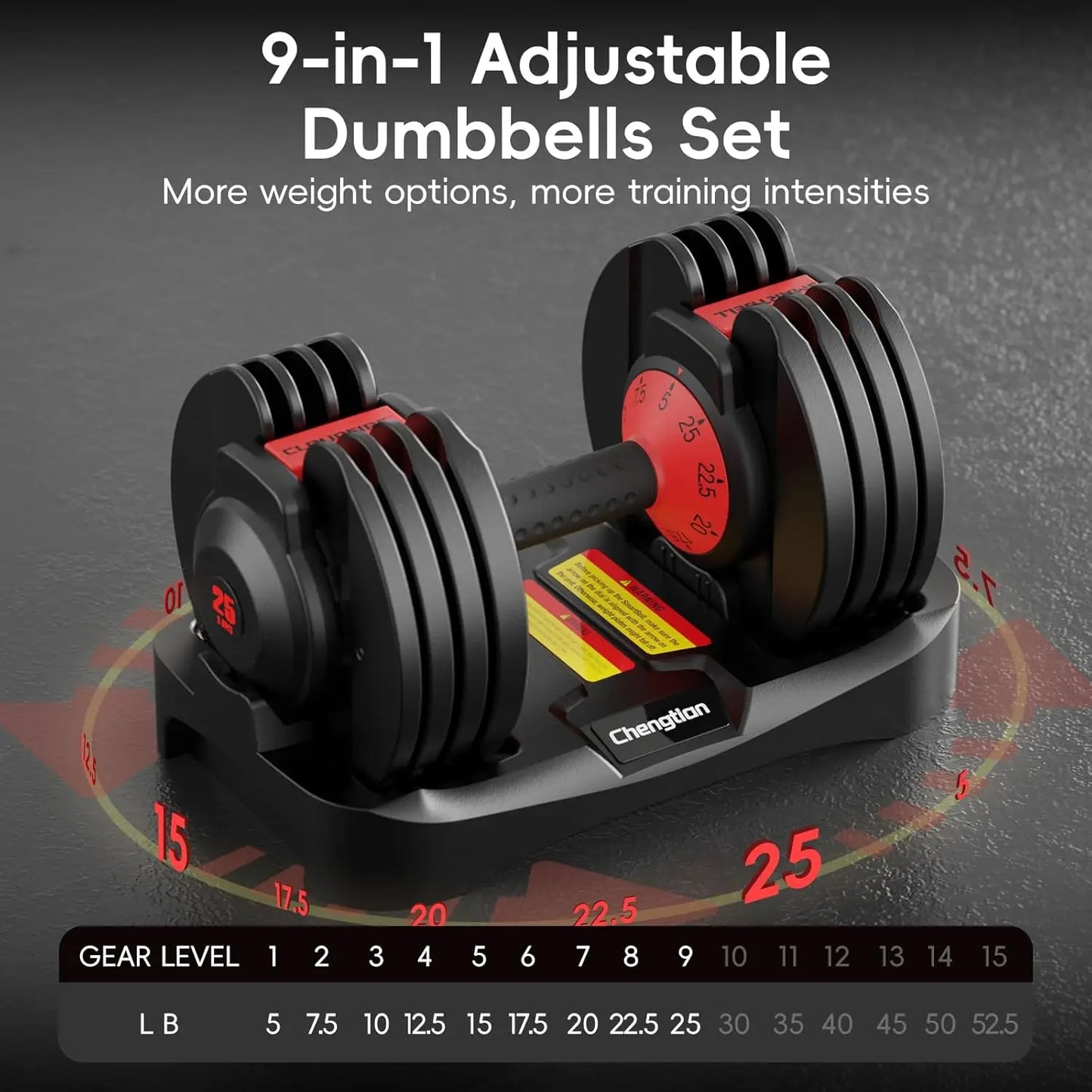 Adjustable Dumbbell Set With Quick Weight Change For Home Gym