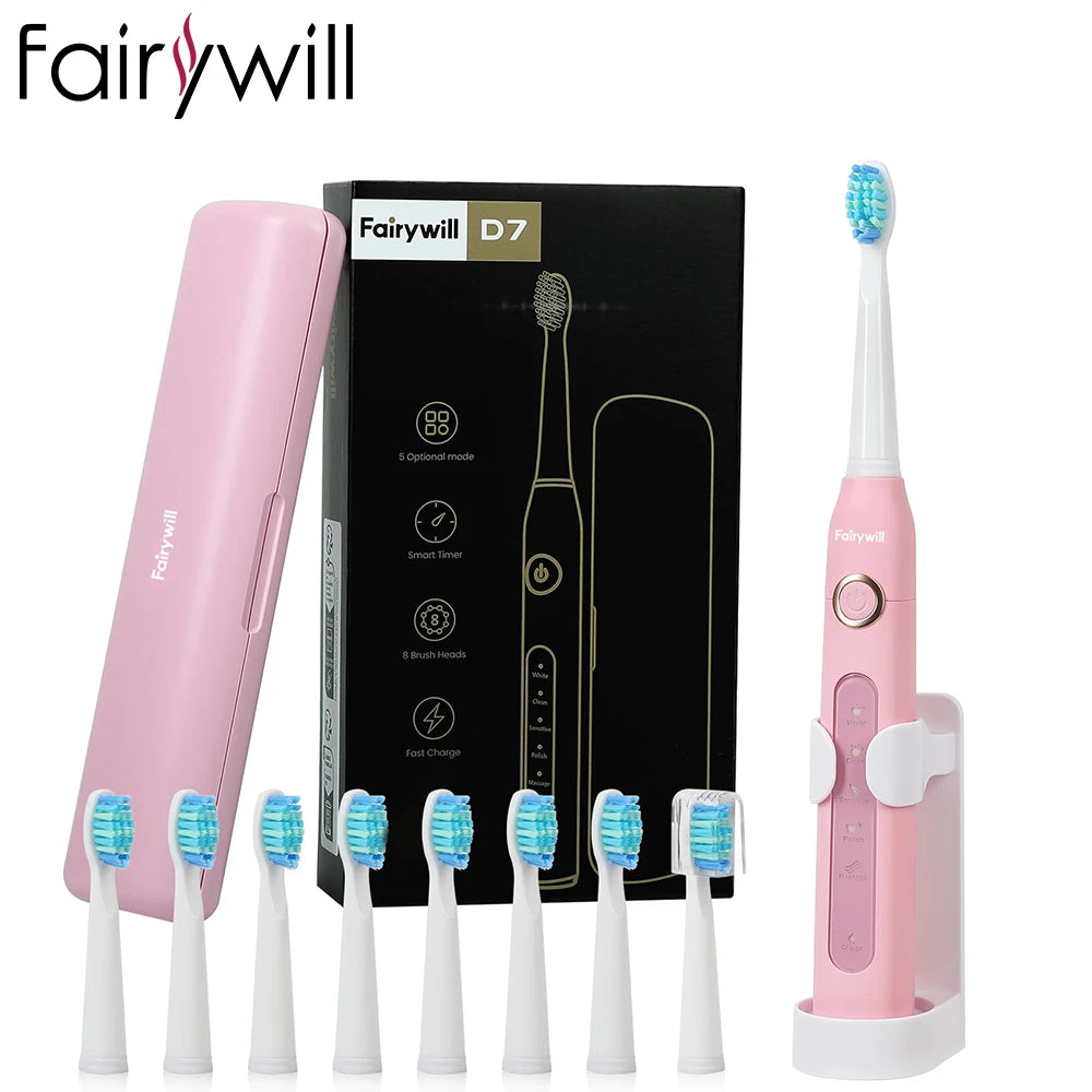 Fairywill FW-D7 Electric Sonic Toothbrush USB Rechargeable