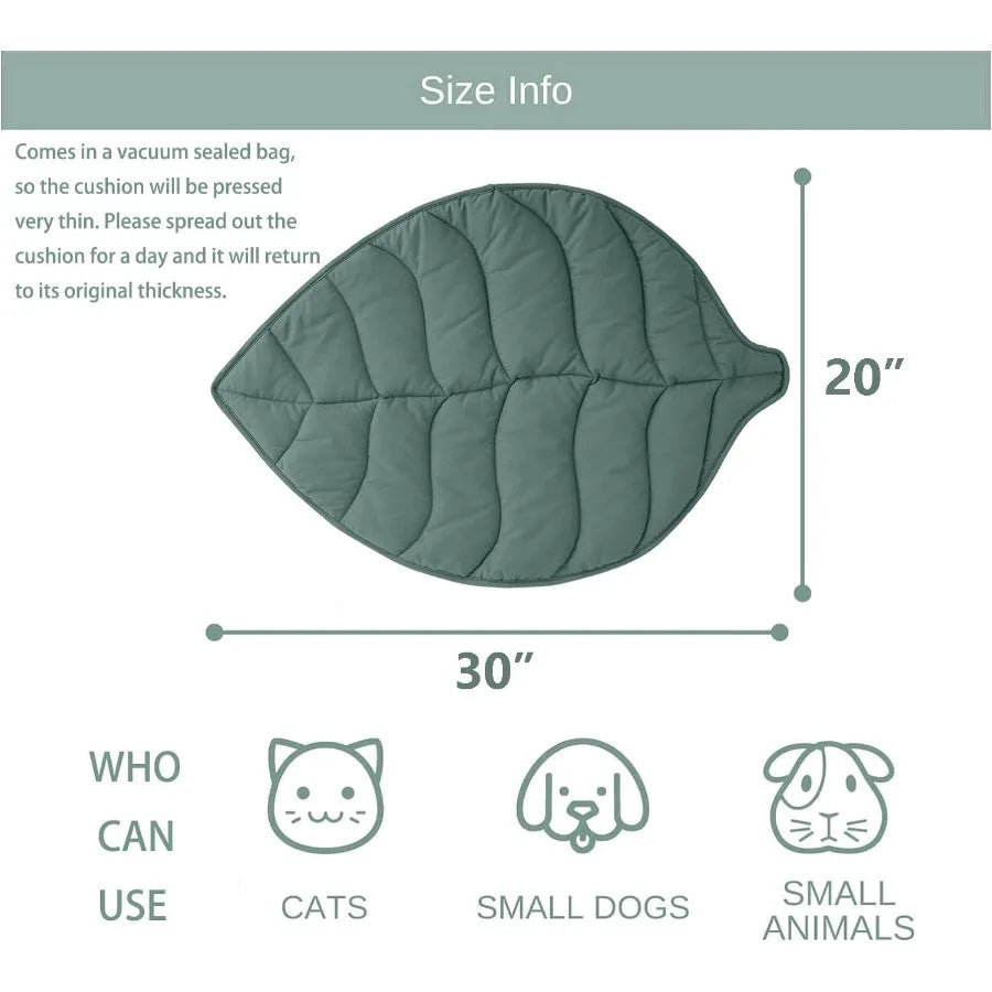 Leaf Shaped Cotton Cat Bed Pad and Warming Mat Cozy