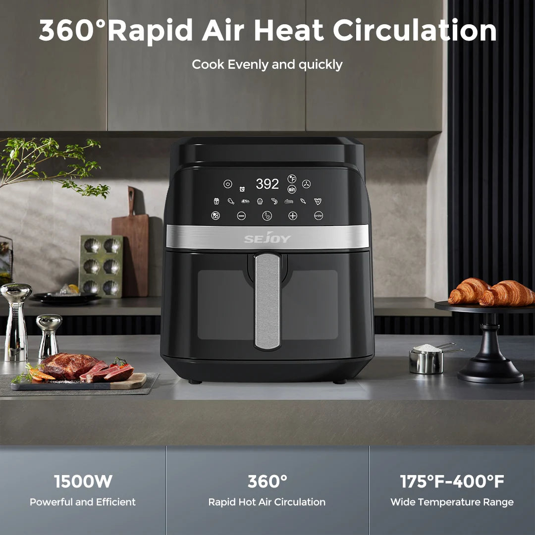 SEJOY 8-in-1 Air Fryer Oven Dehydrate Bake Keep Warm