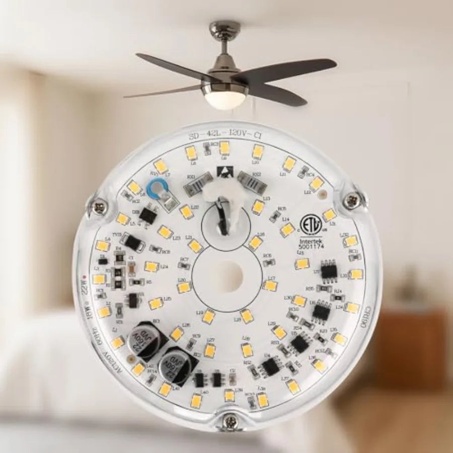4" 18W Color Changeable Ceiling Fan LED Light Replacement, 3000K/4000K/5000K Selectable Ceiling Fan LED Light Kit, 2200LM Dimma