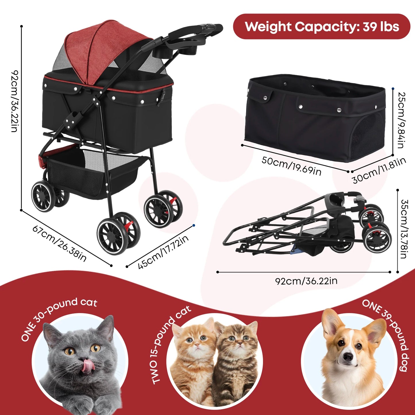 CHIHUAHUA Portable Foldable Pet Stroller for Dogs and Cats