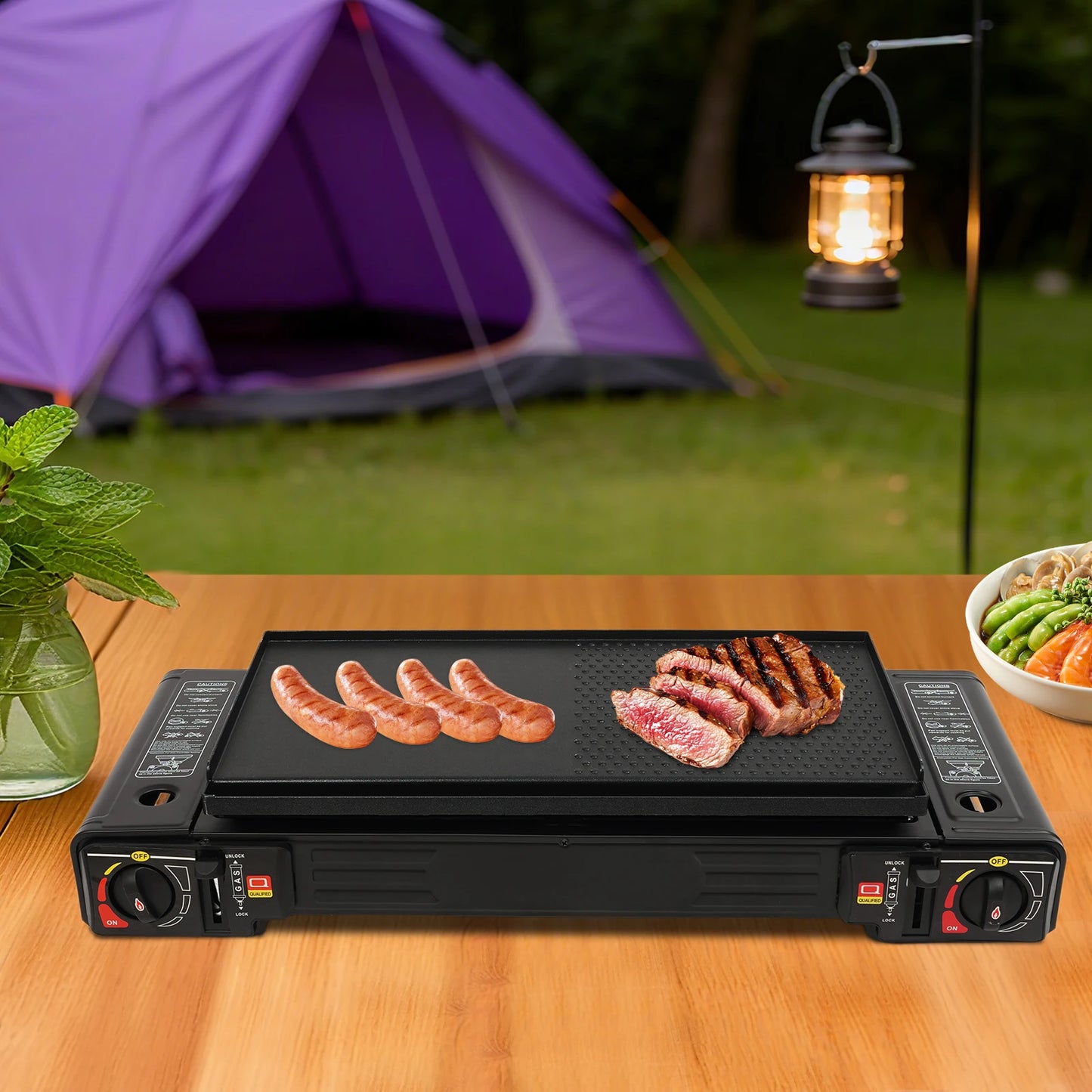 NONE 2-Burner Portable Camping Stove Kit With Baking Pan