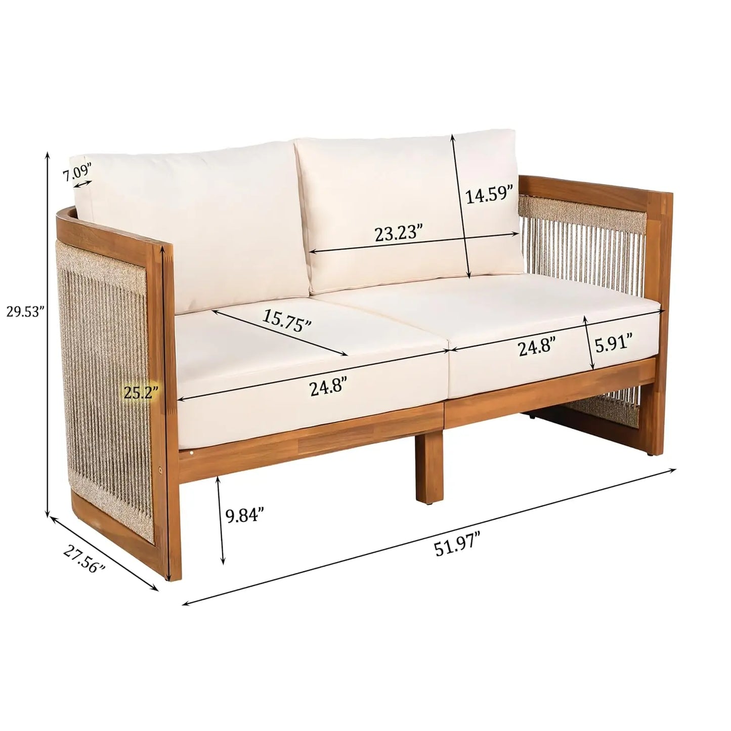 Acacia Wood 4-Piece Patio Conversation Set All Weather