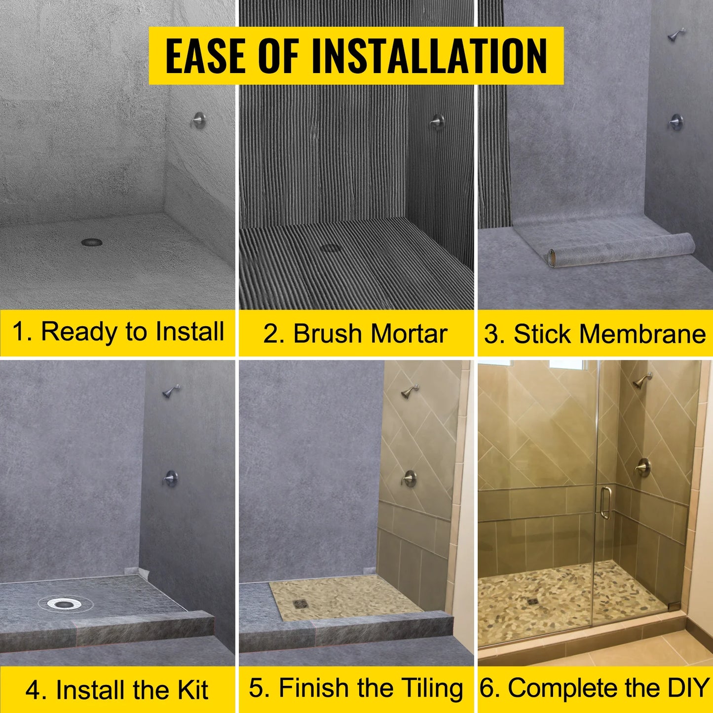 Waterproofing Shower Kit With Stainless Steel Grate And Offset Drain