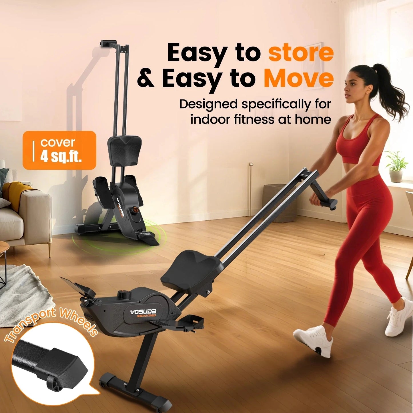 YOSUDA Magnetic Rowing Machine with Foldable Design